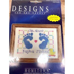 Counted Cross Stitch Kit Baby Feet Birth Announcement Embroidery Craft